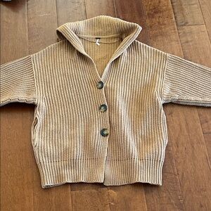 FREE PEOPLE Cozy Cognac/Tan Knit Cardigan “Swim too Deep” Style Woman’s M